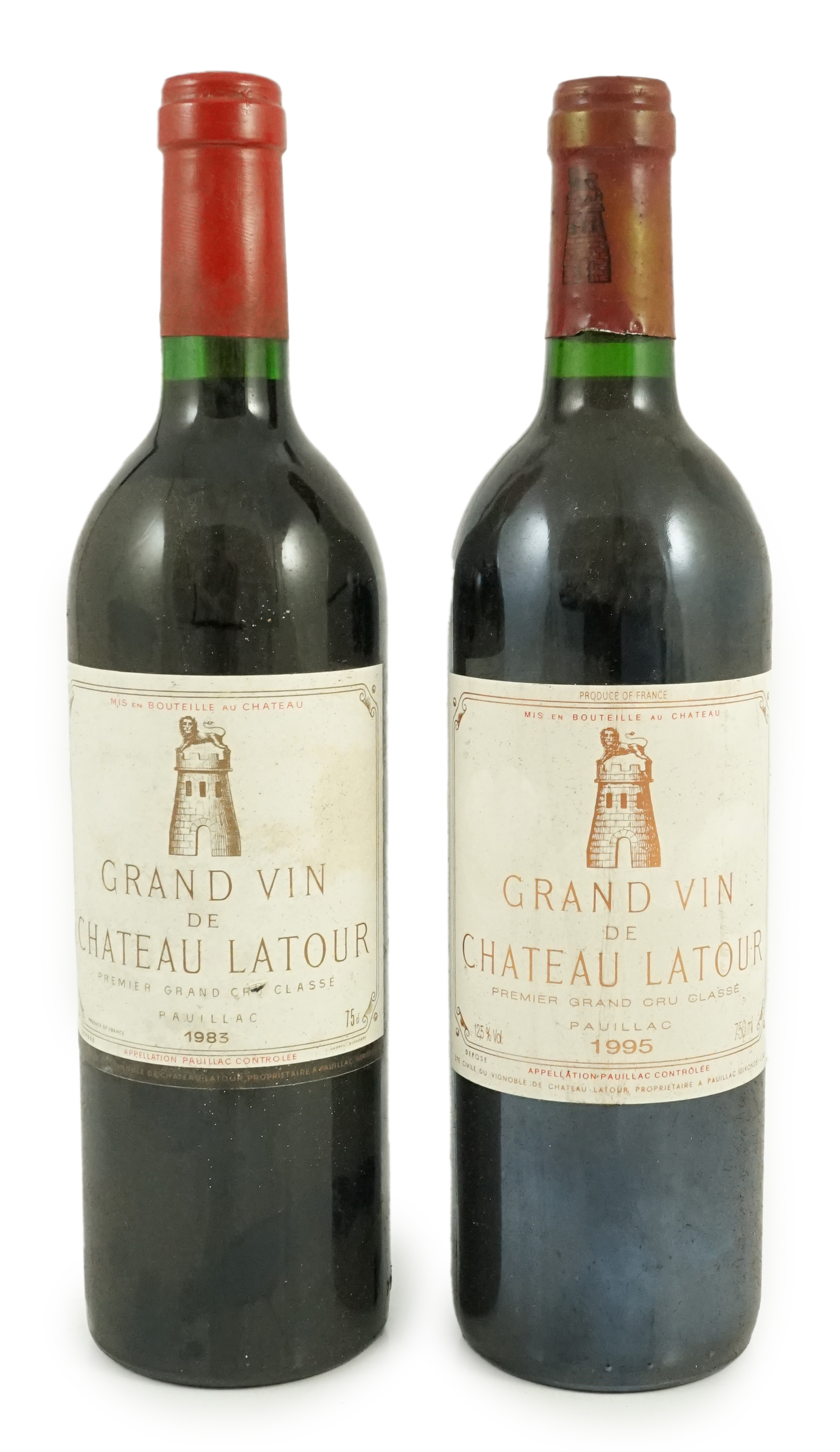 A bottle of 75cl Grand Vin de Chateau Latour 1983 and another for 1995